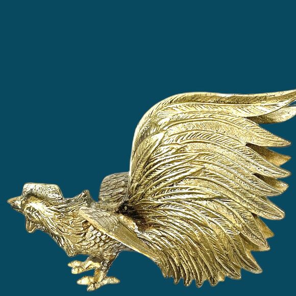 Vtg Solid Brass Pair Fighting Roosters Italian Mid Century Modern Free Standing - Picture 2 of 9